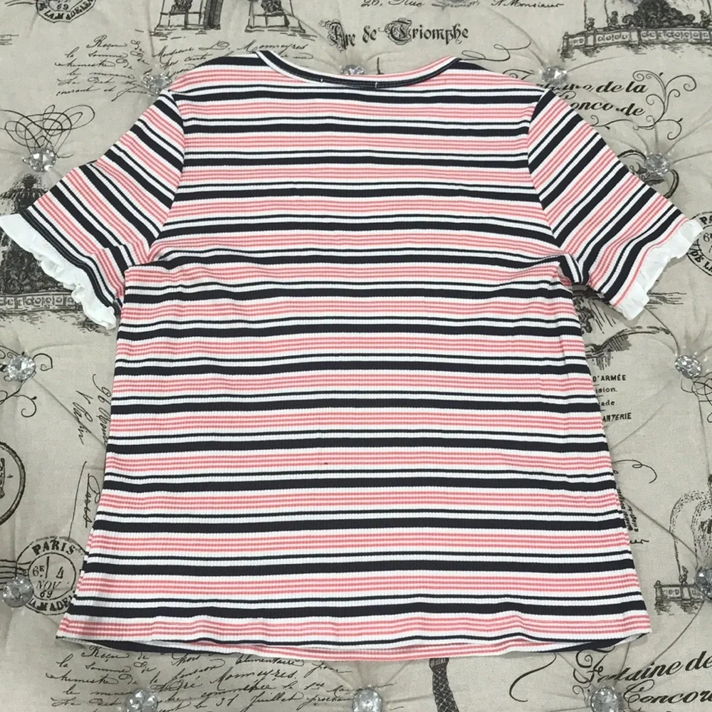 🎁 Ro & De Ribbed Mini Ruffle Tee - Picture 4 of 6